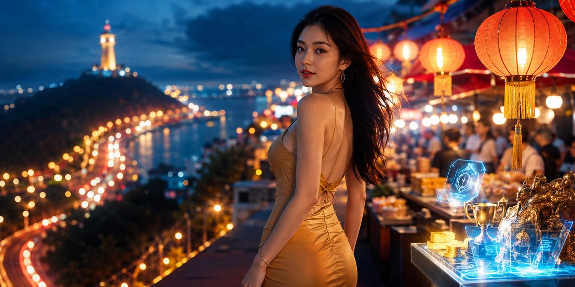 Người dùng Vũng Tàu thư giãn tại chợ đêm và mở jackpot slots trên điện thoại